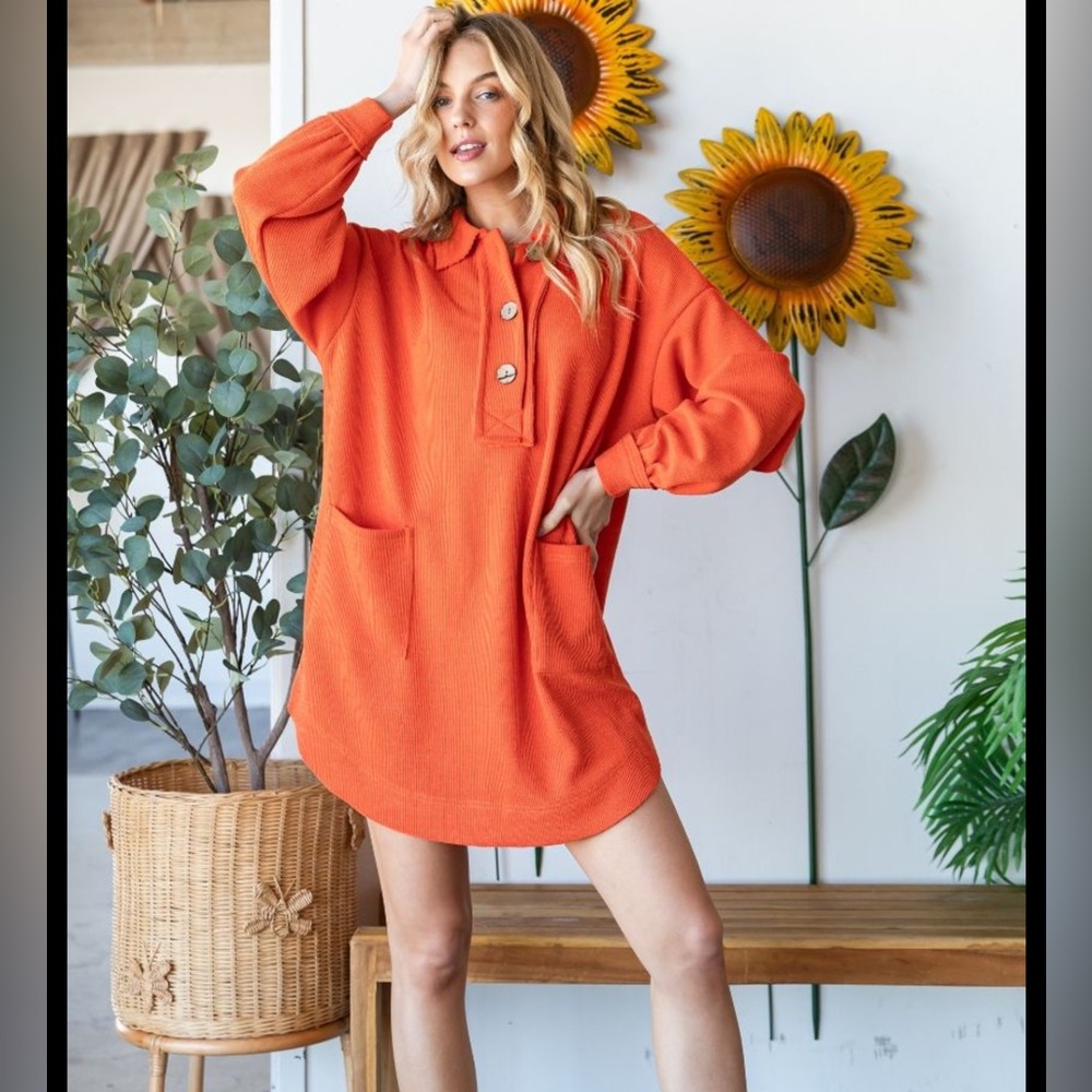 Cozy Tomato Red Button-Up Pullover